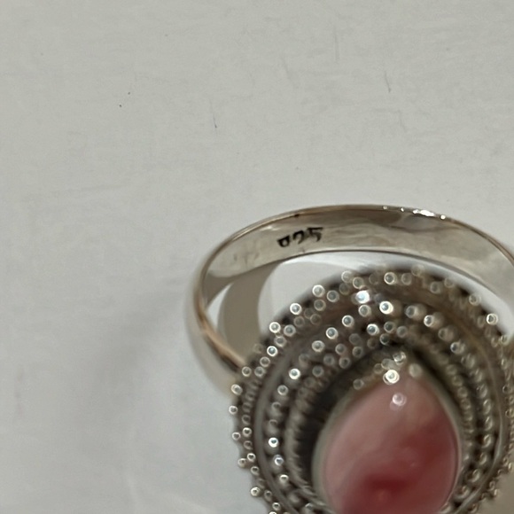 SOLID 925 STERLING SILVER GEMSTONE RHODOCHROSITE RING SIZE 8.25-8.5 - Picture 6 of 7